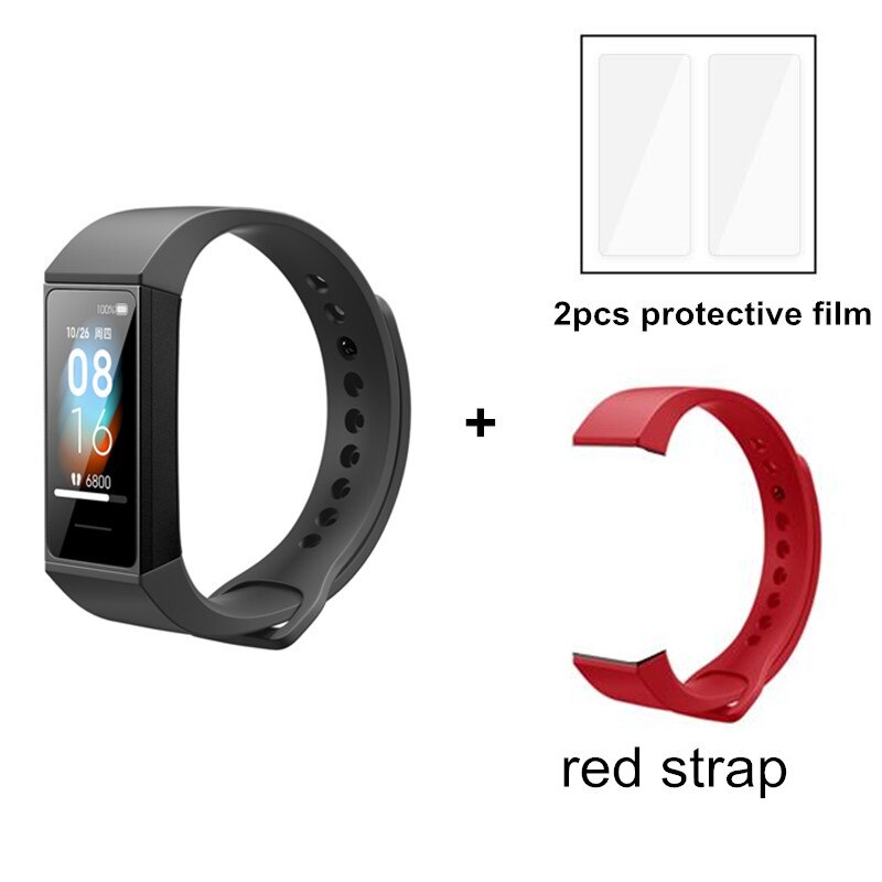 Xiaomi-pulsera inteligente Redmi Band Original, brazalete de Fitness con pantalla táctil a Color de 1,08 pulgadas, Control del ritmo cardíaco y de la música: add red strap