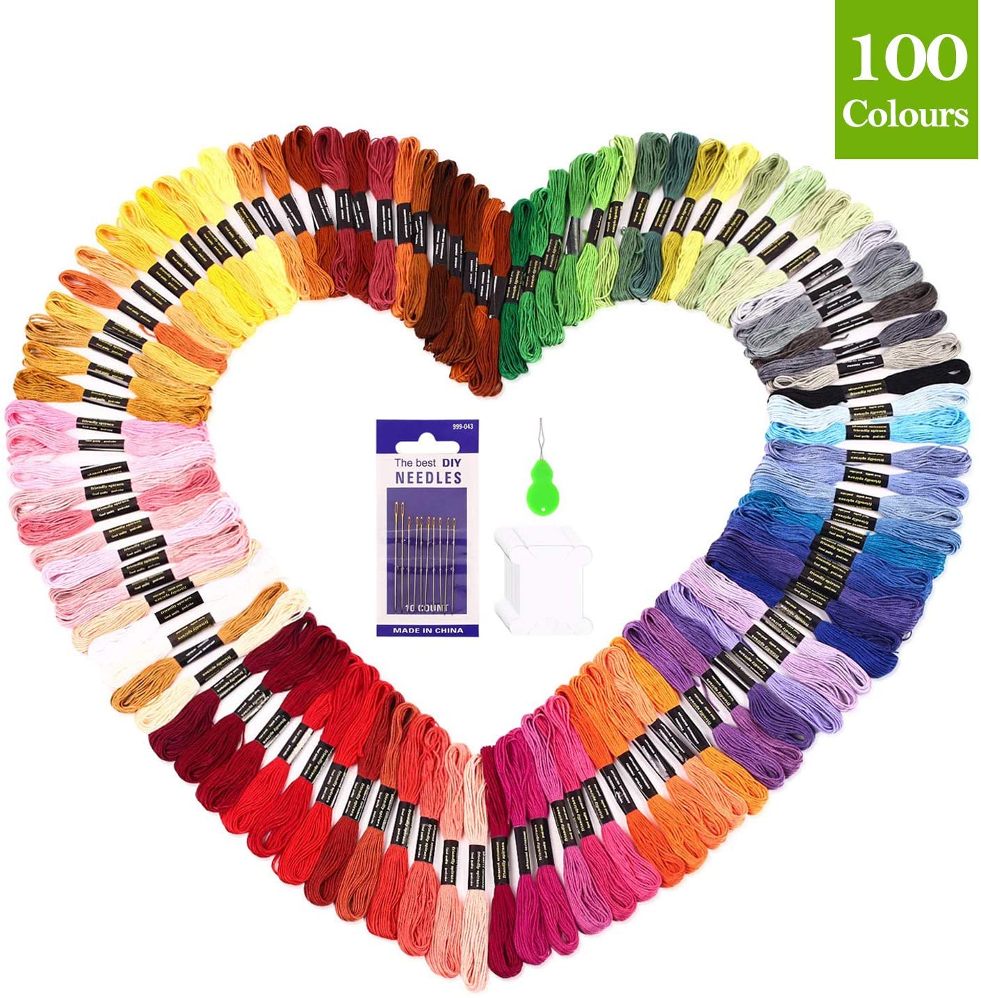 Embroidery Floss Thread Craft Floss Set for Friendship Bracelets 50 /100 Skeins Rainbow Colors with 23 pcs Embroidery Tools: 100 skeins