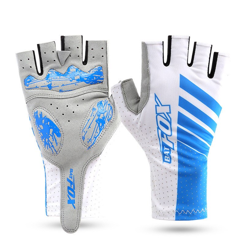 BATFOX-guantes de ciclismo transpirables para hombre y mujer, de medio dedo, Anti-UV, a prueba de golpes, para deportes al aire libre, Verano