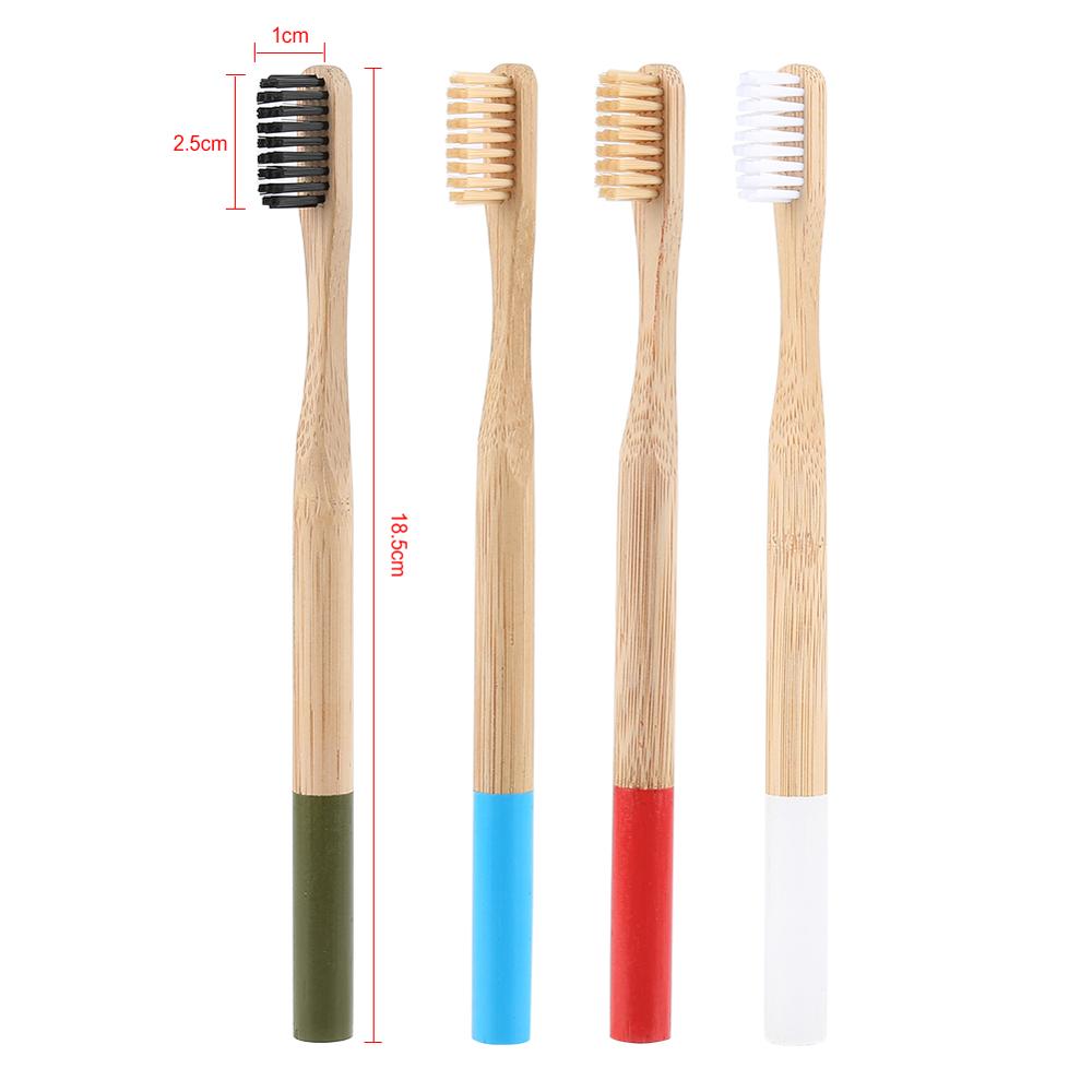 4pcs Rainbow Bamboo Toothbrush Round Bamboo Handle Black Bristle Adult Tandenborstel Wooden Handle Low carbon Toothbrush 8Colors