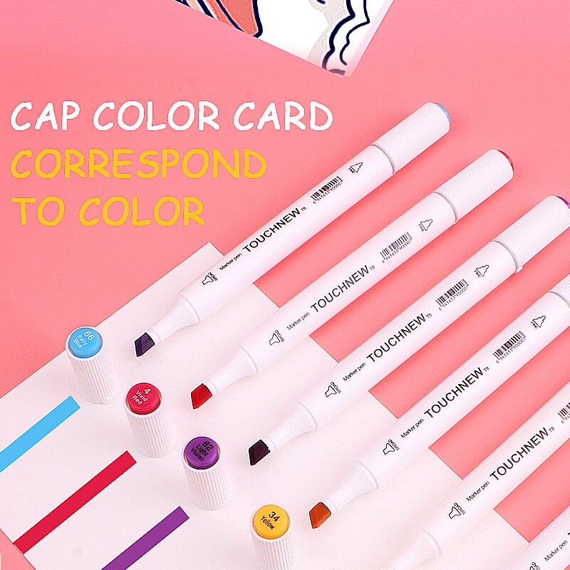 TOUCHNEW Markers Felt-Tip Oily Twin Brush Marker Pen for Drawing Manga Lettering Brush Pens