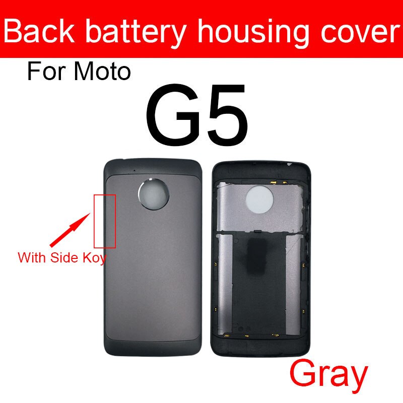 Back Battery Cover Behuizing Voor Motorola Moto G5 XT1685 XT1672 XT1670 XT1671 XT1676 XT1675 XT1677 Rear Batterij Cover Case: Gray