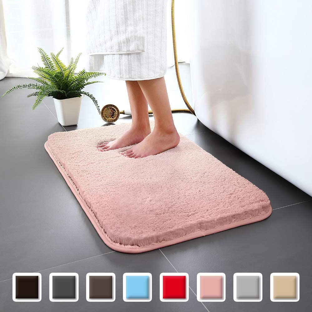 Skridsikkert badeværelsestæppe badetæppe højvandsugende bademåtte mikrofiber blød plys shaggy måtte hjemmetæppe skridsikker bademåtte: Rødme / 40 x 60cm