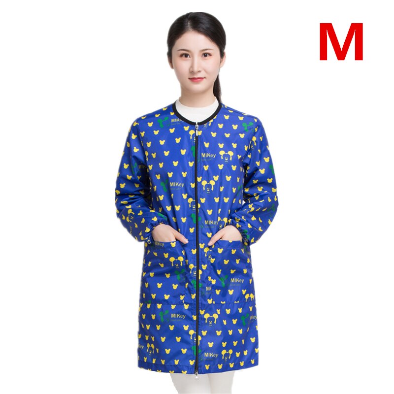 Salon Smock Hairdresser Long Sleeve Work Clothes Pet Grooming Haircut Waterproof Uniform Barber Assistant Apron: G010-Cartoon-M