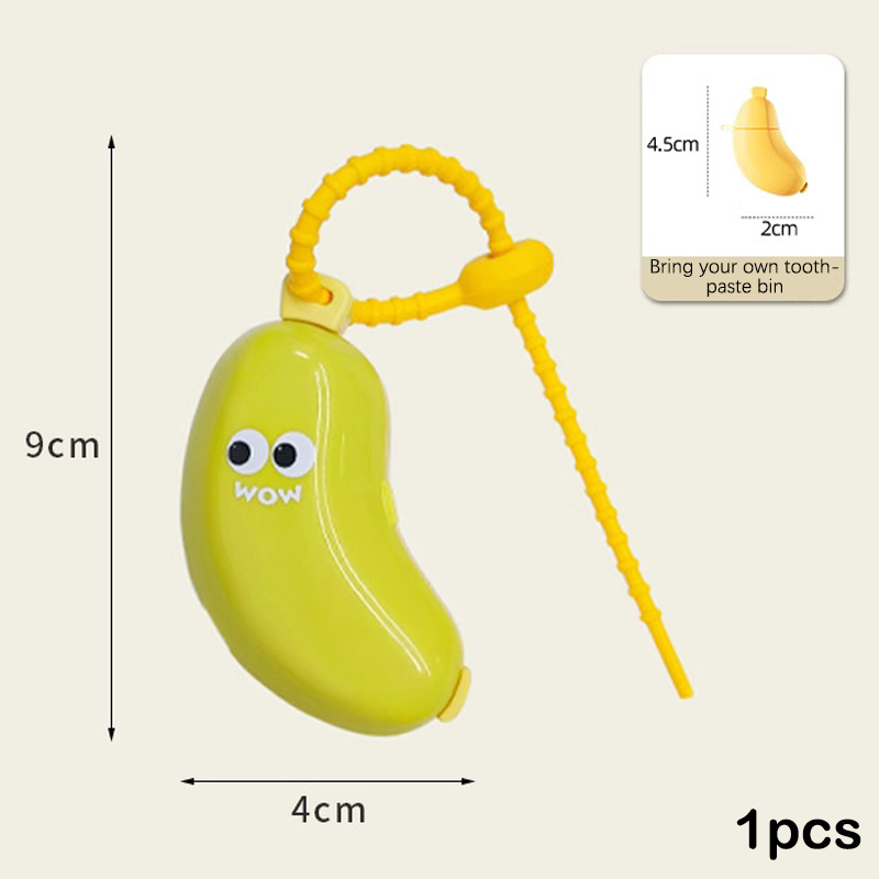 Bonita cubierta protectora para cabezal de cepillo de dientes en forma de plátano con compartimento para pasta de dientes, caja de almacenamiento portátil con abrazadera para polvo de viaje: Azul cielo