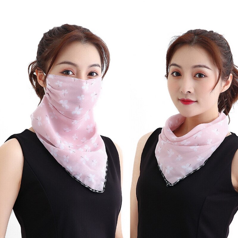Women Choffin Face Mouth scarf Sun Protection Scarves Neck Cover Solid Hiking Riding Ring Wraps Desiner Print: MS5