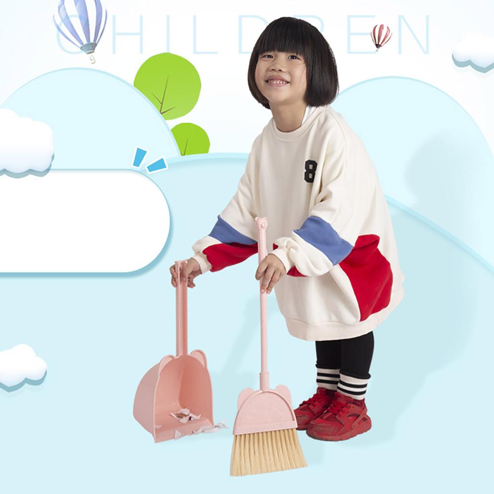 OTHERHOUSE Baby Mini Sweeping Home Broom Dustpan Set Children Toy Floor Cleaner Dust Pan and Brush Soft Bristle Cleaning Tool