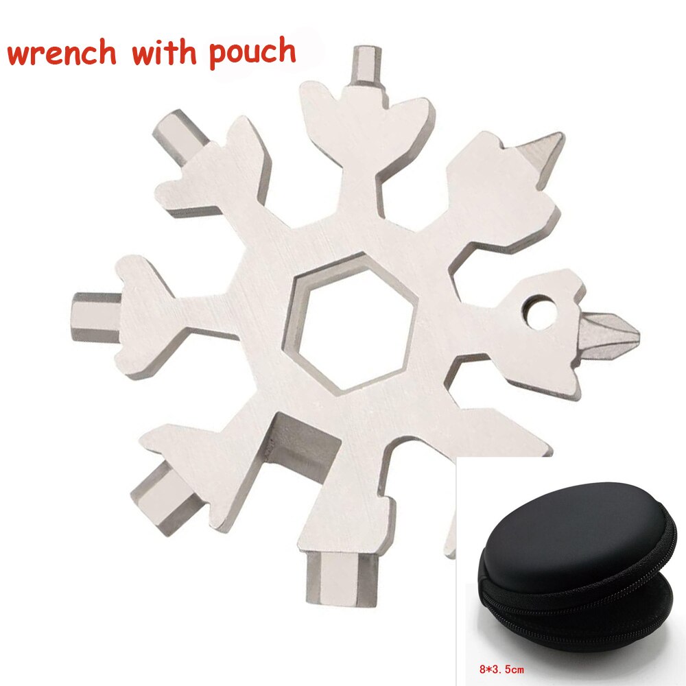 18 in 1 Tragbare Multifunktionale Schneeflocke bilden Schlüssel Saker 18-in-1 Schneeflocke Multi-Werkzeug Mini Tasche schlüssel: Silber-(mit Beutel)