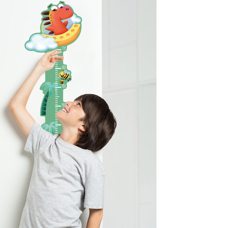 Sød enhjørning abe højde måling wallsticker tegneserie dyr gør-det-selv klistermærker lineal til børn boligindretning vækstdiagram: Dinosaurus