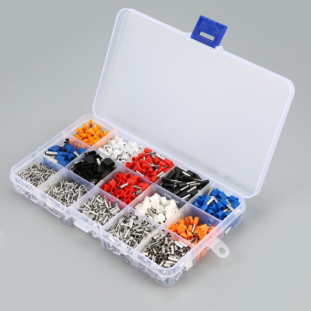 2340pcs/set Car Cable Wire Electrical Tube Terminal Connectors Box Mixed 15 Models Ferrule Kit Crimp Terminal Cord Wire Tube Box