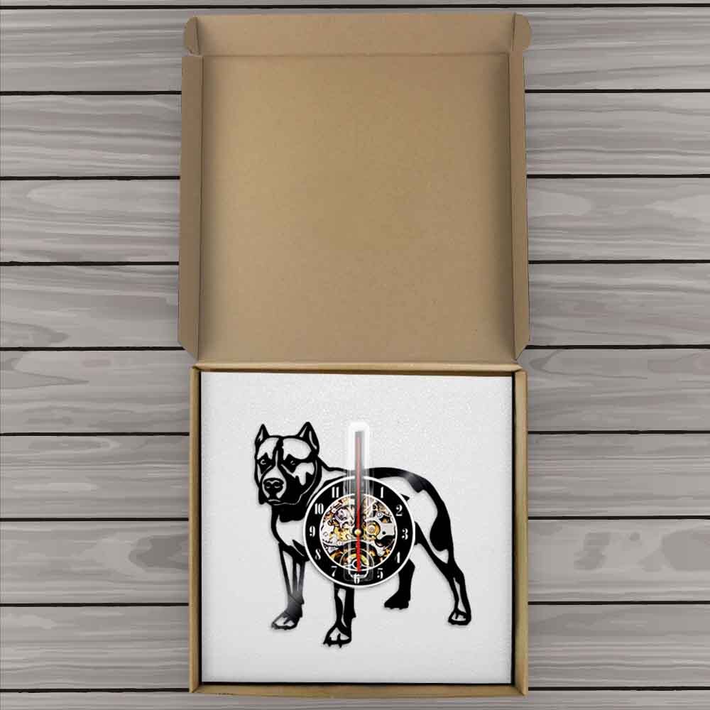 Pitbull vægur hund race pitbull mom vinyl rekord væg ur vintage ur indretning amerikansk mobber mor væg kunst