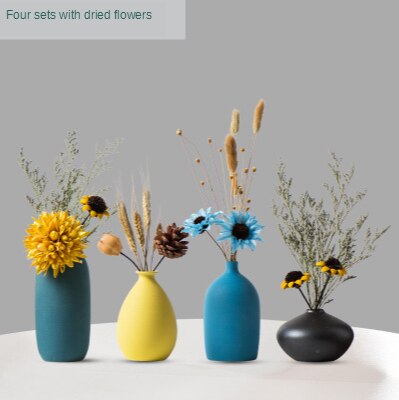 Nordic Style Ins Jingdezhen Ceramic Vase Flower Arrangement Dried Flower Simple Hydroponic Flower Device Living Room: MULTI