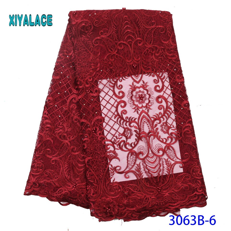 Embroidered Nigerian Lace Fabric Cotton African Lace Fabric French Lace Fabric Wedding Party Dress YA3063B-1