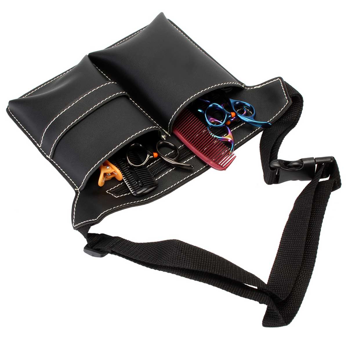 Hair Scissor Bag Clips Comb Case Hairdressing Barber Hair Scissor Holster Pouch Holder tool Salon Waist pack Belt PU Leather Bag