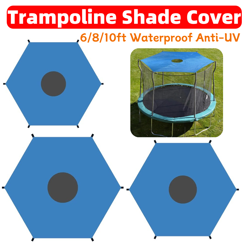 6/8/10ft Trampoline Cover Waterproof Trampoline Shade Cover Sun-Protection Trampolines Canopy for Outdoor Backyard Playground