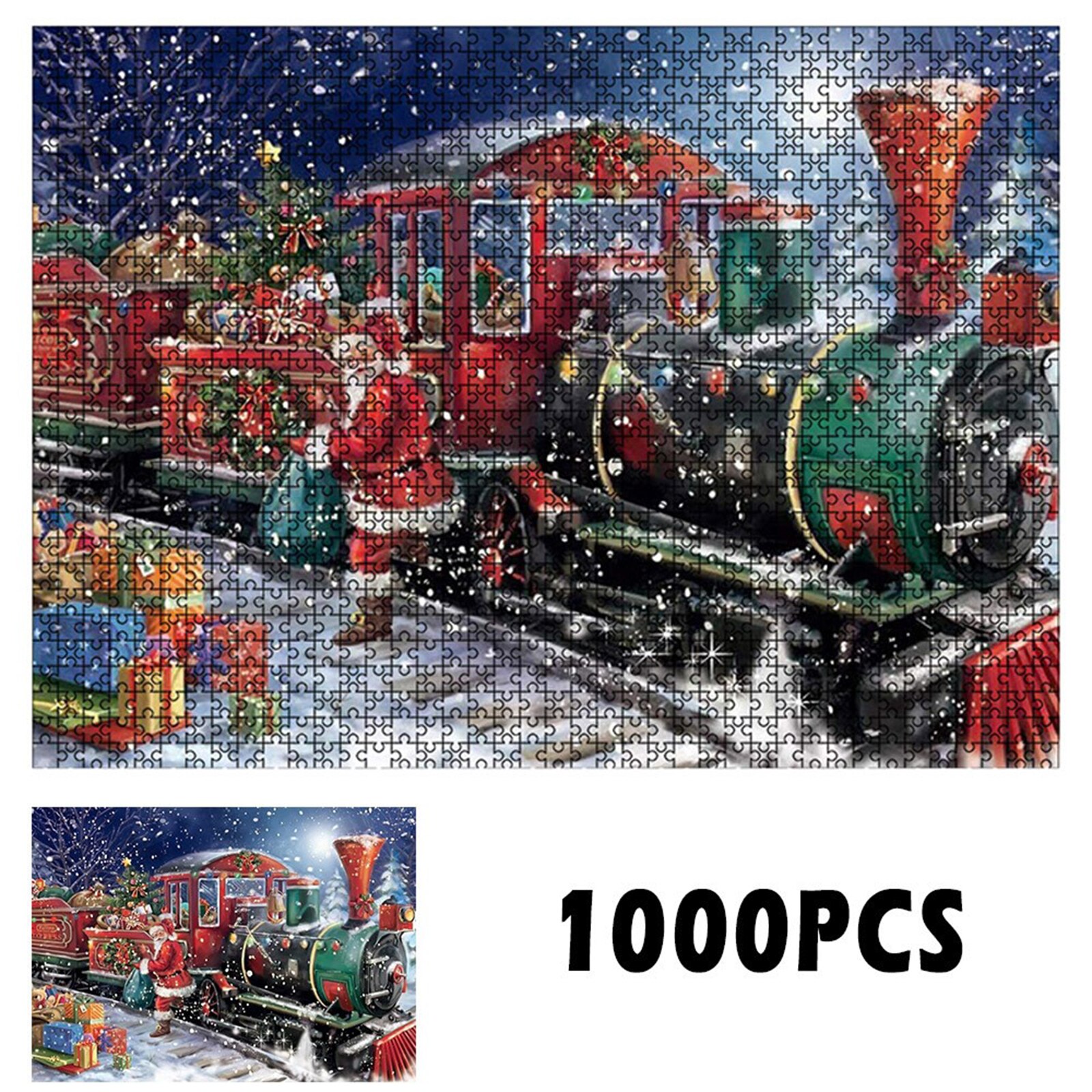 Christmas 1000 Pcs Jigsaw Puzzles Beautiful Snow Scene Festive Home Entertainment Toys Games: A