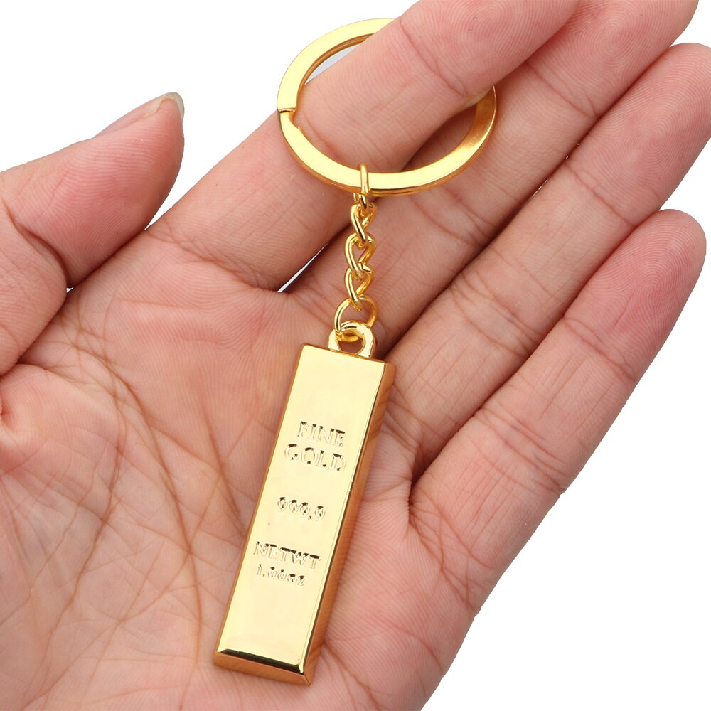 Gold Bar Keychain Car Keyring Key Chain Bullion Key Rings Auto Pendant Auto Accessories Metal Key Holder