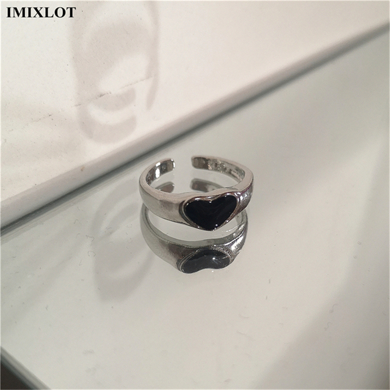Kpop gotisch Ästhetische Metall Dornen Liebe Herz Punk Offenen Ring Für Frauen Mädchen Jahrgang-Schmuck Y2K EMO Grunge Zubehör