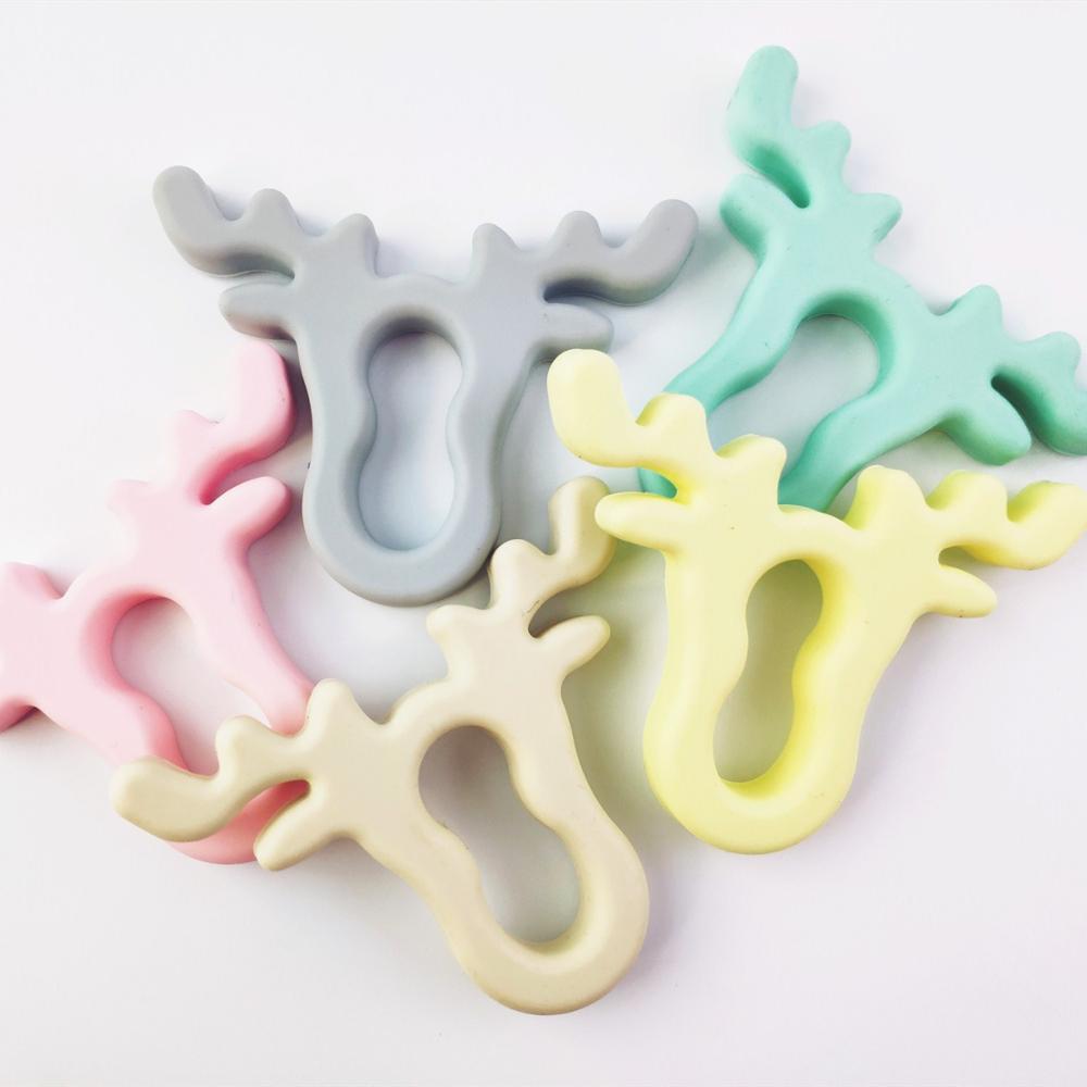 Herten Bijtring Siliconen Moose Hoofd Bijtring Baby Kinderziektes Speelgoed Food Grade Silicone Chewable Hanger Tandjes Verpleging Accessoire Showe