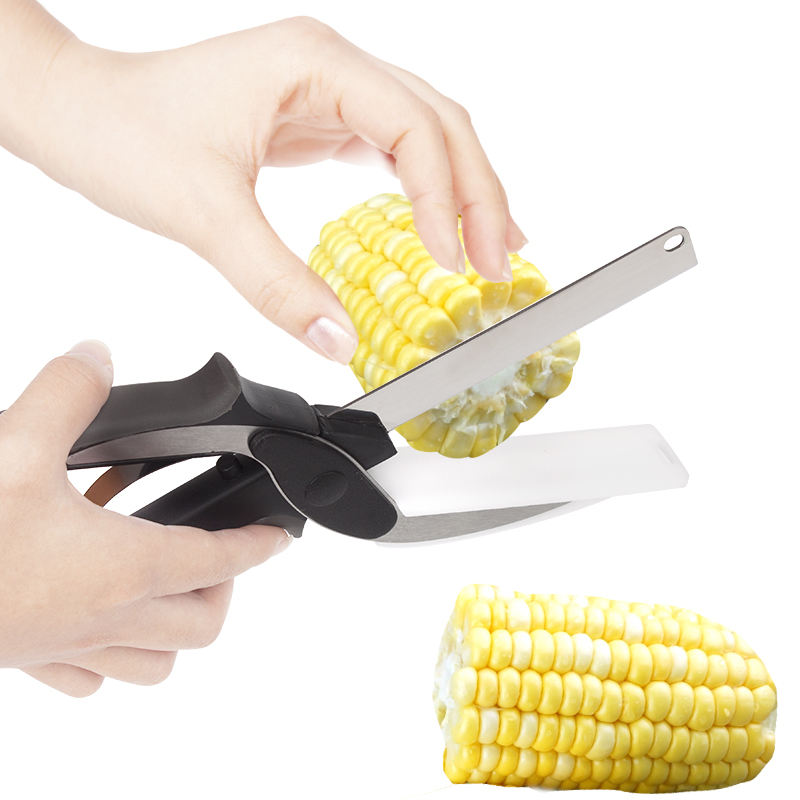 2 in 1 monitoimi keittiösakset leikkuri veitsi ja lauta ruostumaton teräs keittiöveitset liha peruna juusto vihannesleikkaus