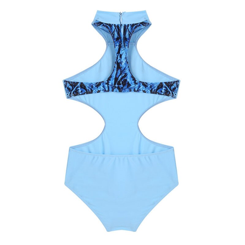 Kids Girls Sleeveless Leotard for Ballet Dance Mock Neck Cutouts Waist Racer Back with Zipper Gymnastics One-piece Jumpsuit
