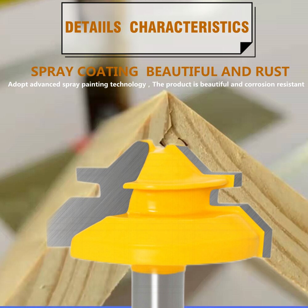 6 To1/2inch Shank 45 Degree Lock Miter Router Bit Woodworking Tenon Milling Cutter Tool Drilling Milling for Wood Carbide Alloy