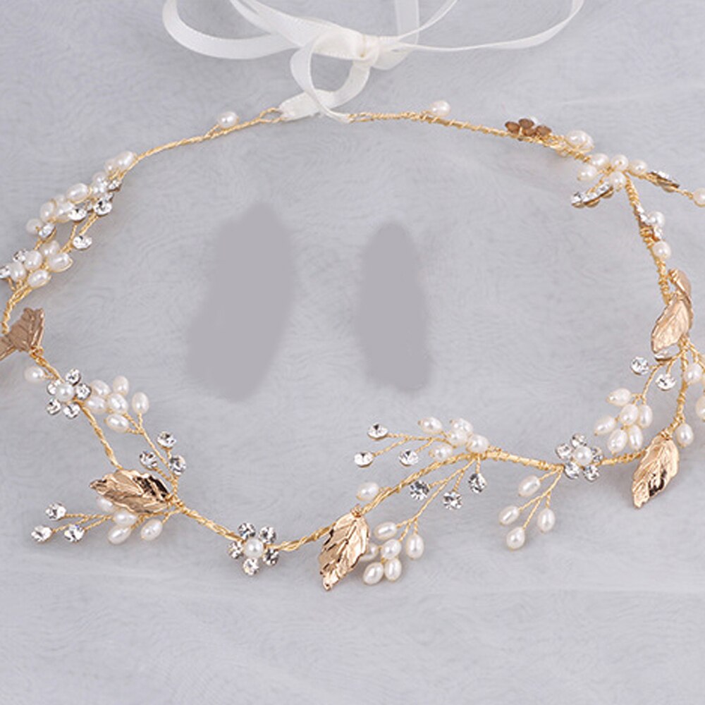 Tocado de hojas doradas Vintage para mujer, accesorios de Boda nupcial, diadema de flores, joyería de cristal de perlas, de cena