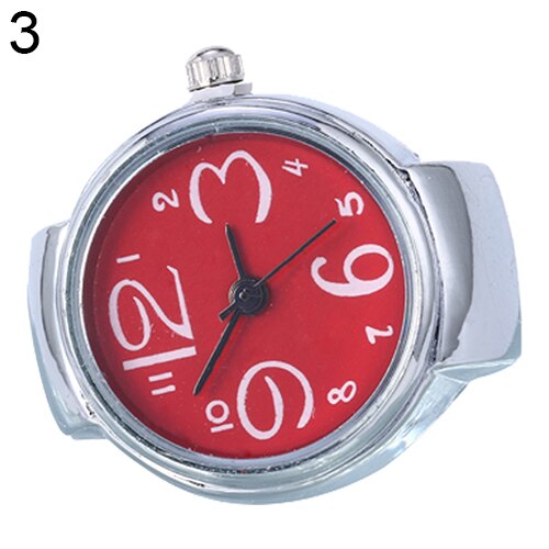 Women's Big Numbers Finger Ring Watch Elastic Band Quartz Watch Female Classic Flip Jewelry Mini Watch 손가락 반지 시계: Red