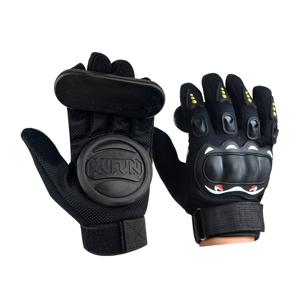 KUFUN Skateboard Handschuhe Downhill Slide Handschuhe Feuer Stein Flint Funken Longboard Handschuhe Schutz Getriebe/Pad Downhill Slide Handschuhe: 2 black patten glove