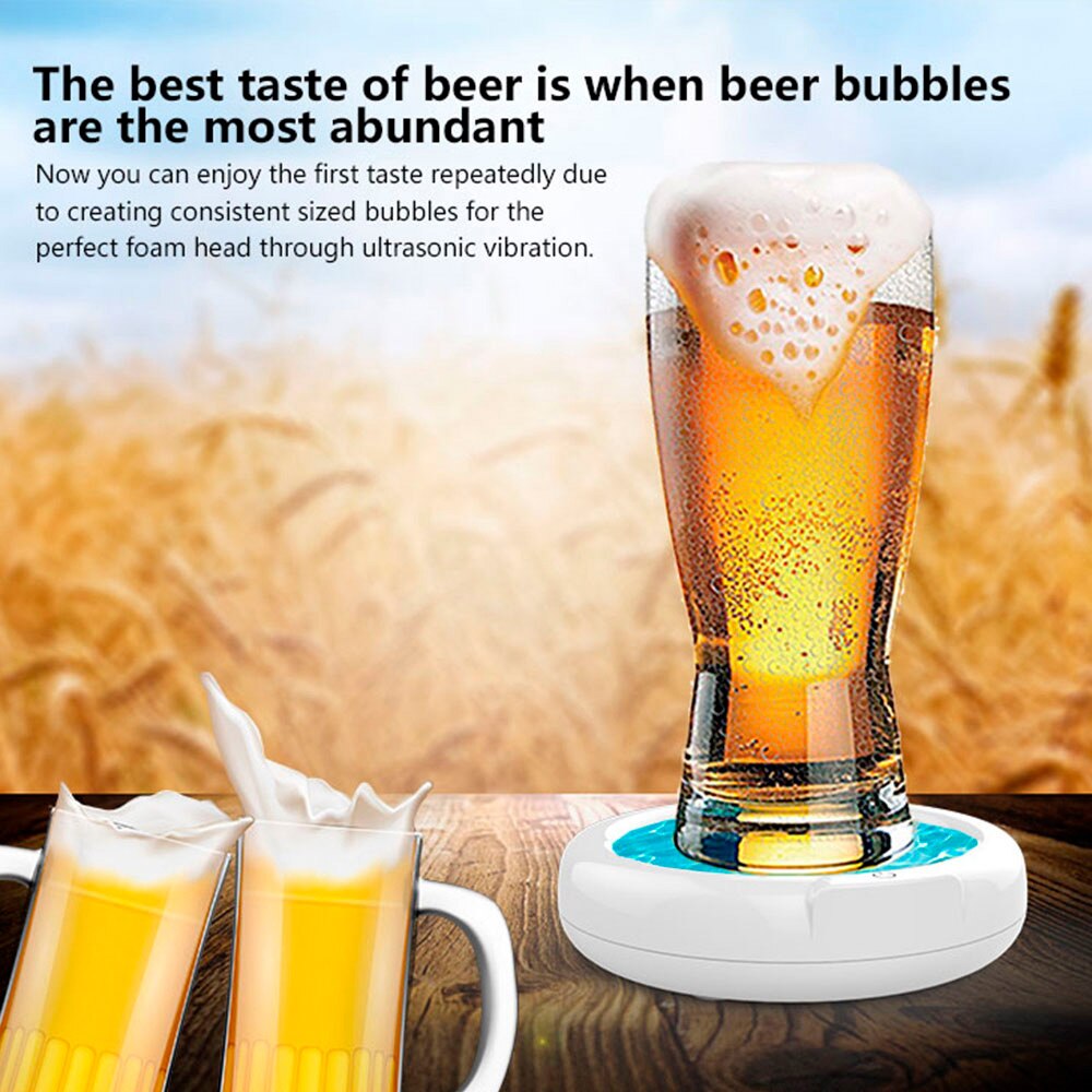 Electric beer foamer Portable Beer Foam Drinking Bubbler Ultrasonic Liquid Foam Machine Bubbler Tool Beer Cooler Decanter
