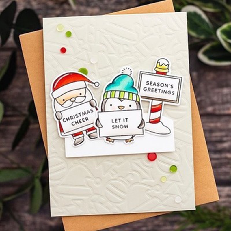 Pingouin bonhomme de neige tableau d'affichage tampons clairs et matrices de découpe en métal bricolage Scrapbooking papier Photo Album artisanat joint poinçon pochoirs