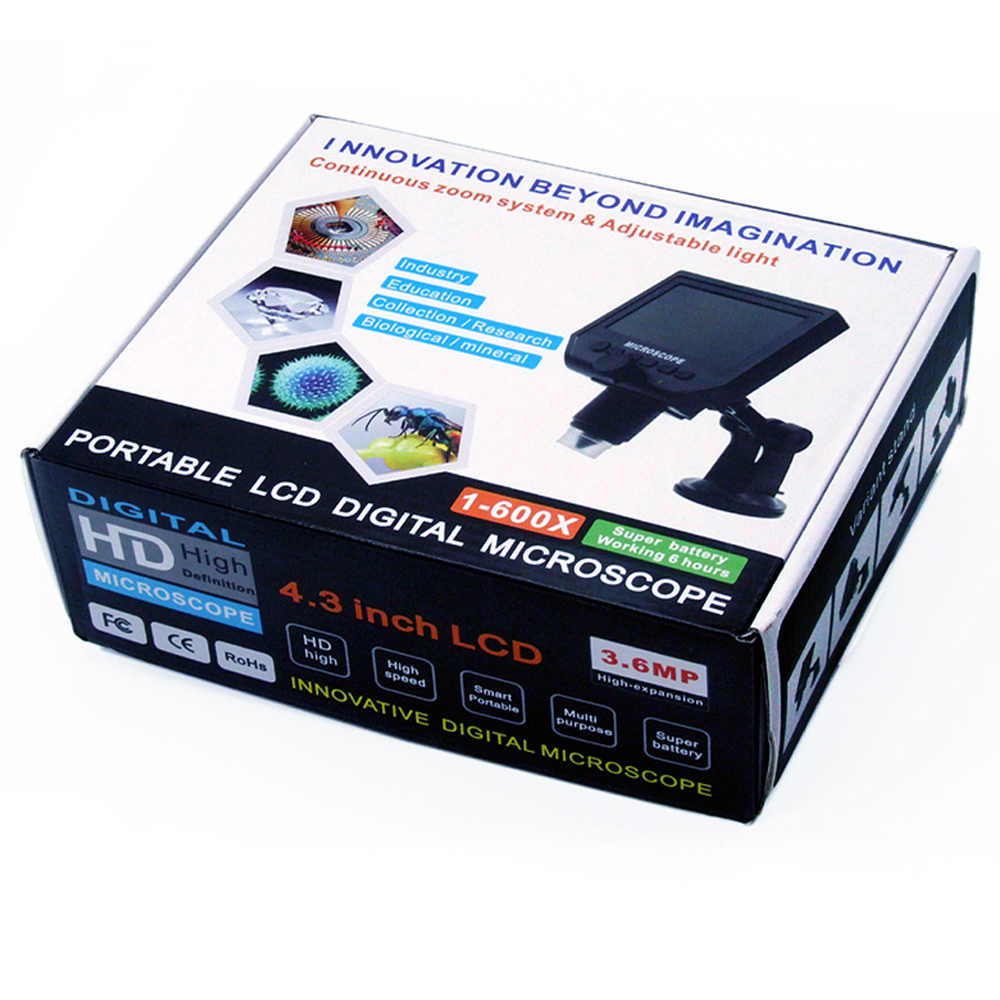1 Pc Draagbare 8 Led Vergrootglas Elektronische 1 ~ 600x Elektronenmicroscoop 1080P Hd Lcd Digitale Scherm Ondersteunen 1-64Gb Micro Sd
