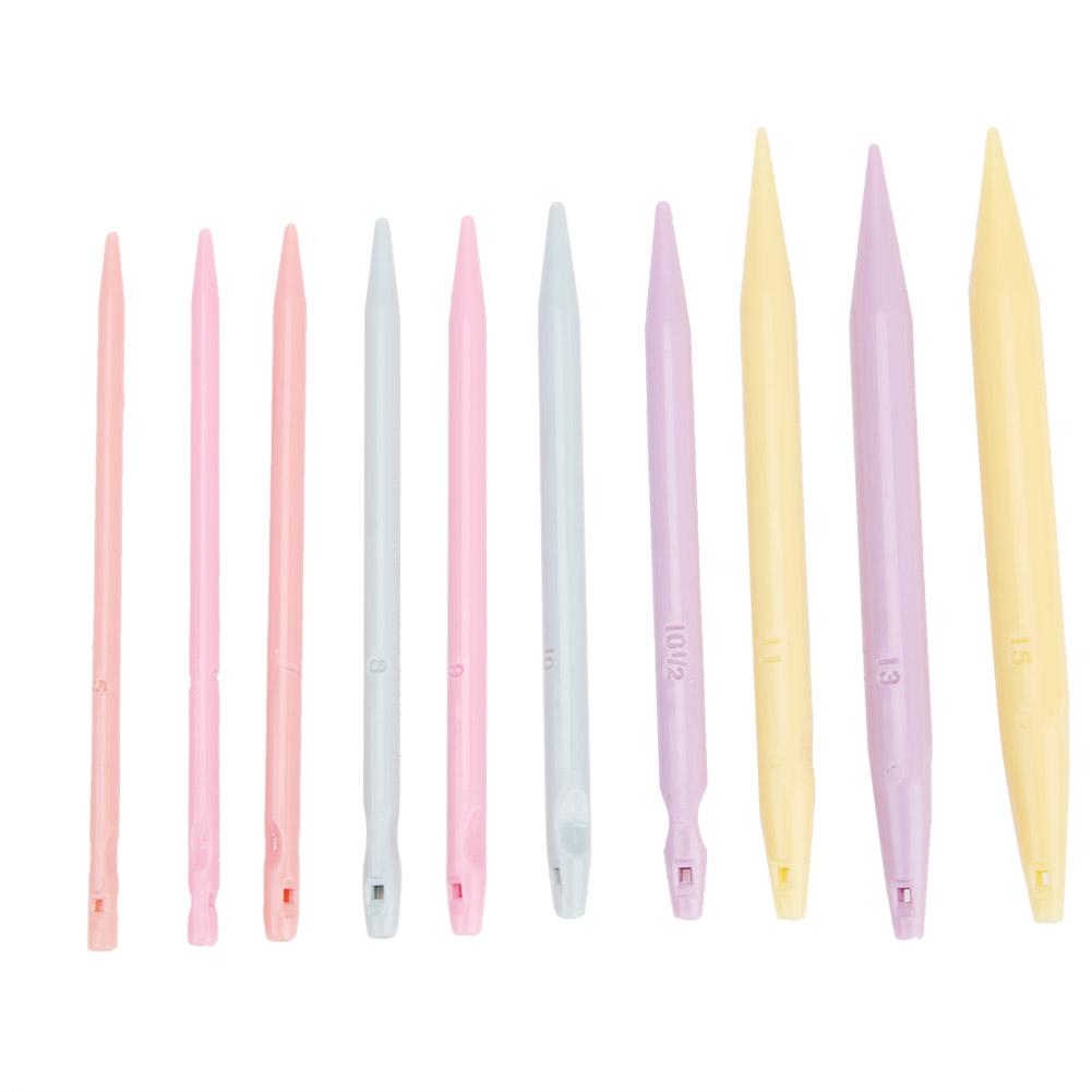 10 par runda stickor i plast set med fodral pyssel sax stygn markör syverktyg för virka mönster garn