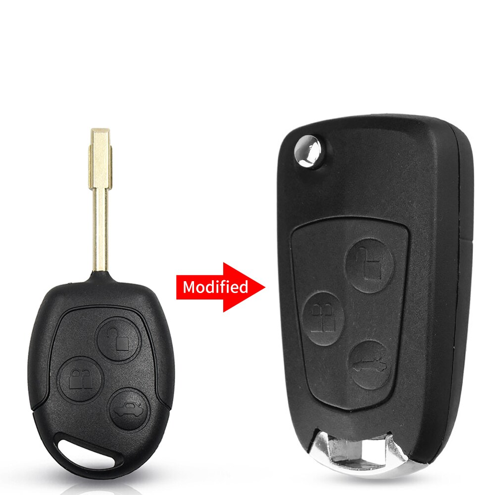 Keyyou Auto Gewijzigd Flip Remote Key 3 Knoppen FO21 HU101 Fob Shell Voor Ford Focus Mondeo Fiesta C-MAX Fusion Transit ka Key Case: Modified 2 FO21