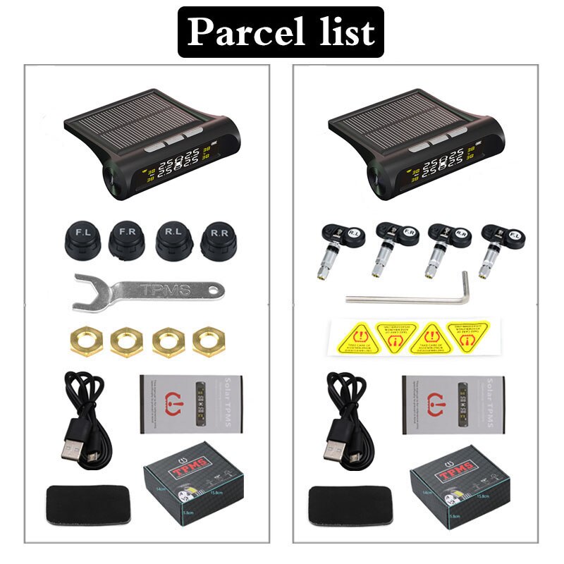 Moniteur De Pression Des Pneus TPMS Solaire Et USB - Écran LCD, Surveillance Pression/Température En Temps Réel, Alarme, Affichage Heure/Température Intérieure