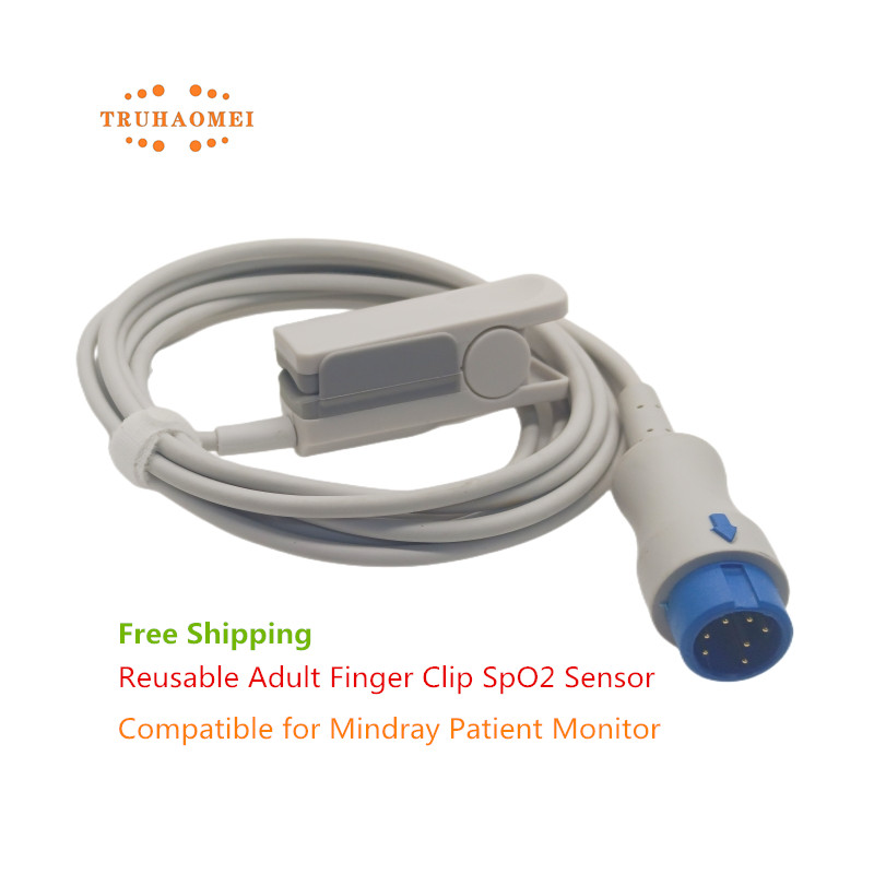 Compatible for Mindray 7 Pin Beneview T5 T8 iPM Reusable SPO2 Sensor Pulse Mindray Tech Oximeter Heart Rate Probe Neonates Adult: green