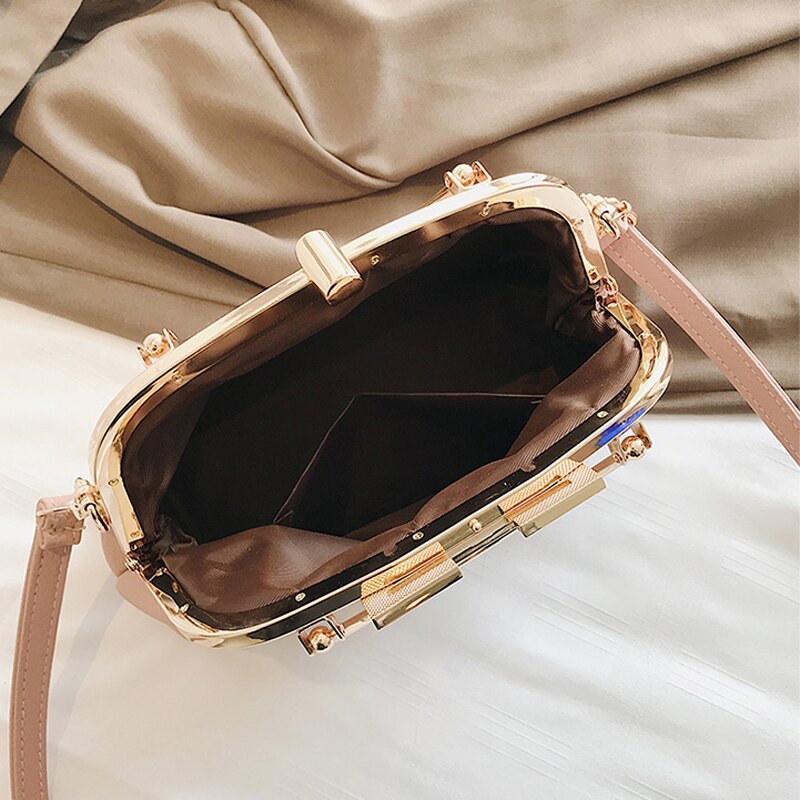 retro årgang metall frynser unike låseposer pu lær kvinners håndvesker skall kvinner skulderveske