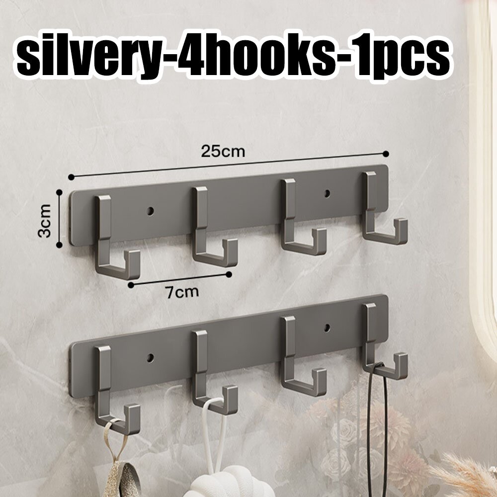 Perchas para cocina y baño, ganchos adhesivos portadores, toallas adhesivas fuertes, paredes de baño sin perforaciones montadas en la pared: Morado