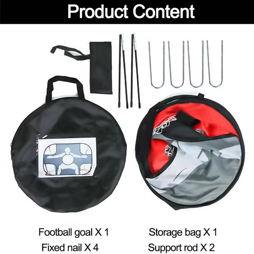 Foldbart fodboldmål i nylon til børn og voksne, fodboldmålnet til legeplads, baghave, indendørs og udendørs træning