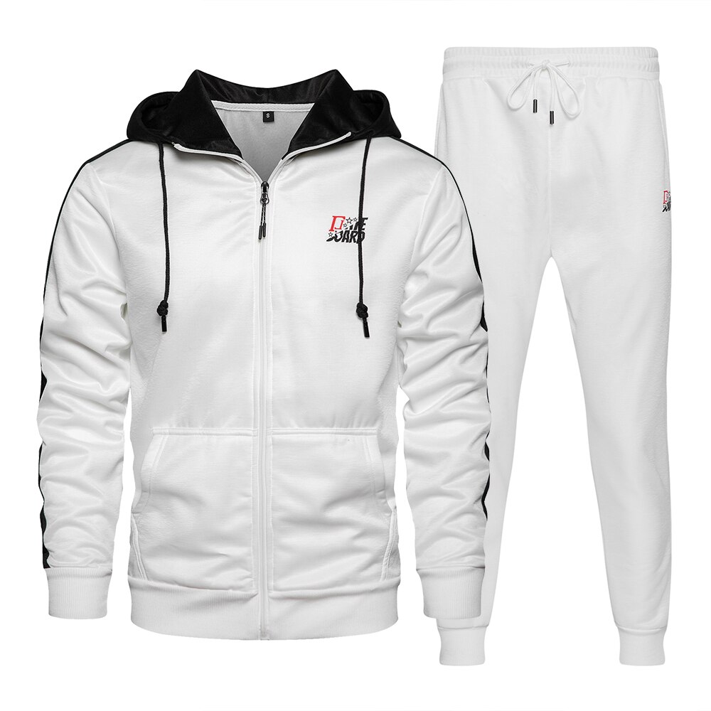 Träningsoveraller för män 2022 höst vintersportkläder träningskläder joggingdräkt 2 st set herr gymkläder träningsdräkter outfits: Tz69 vita / Xxl