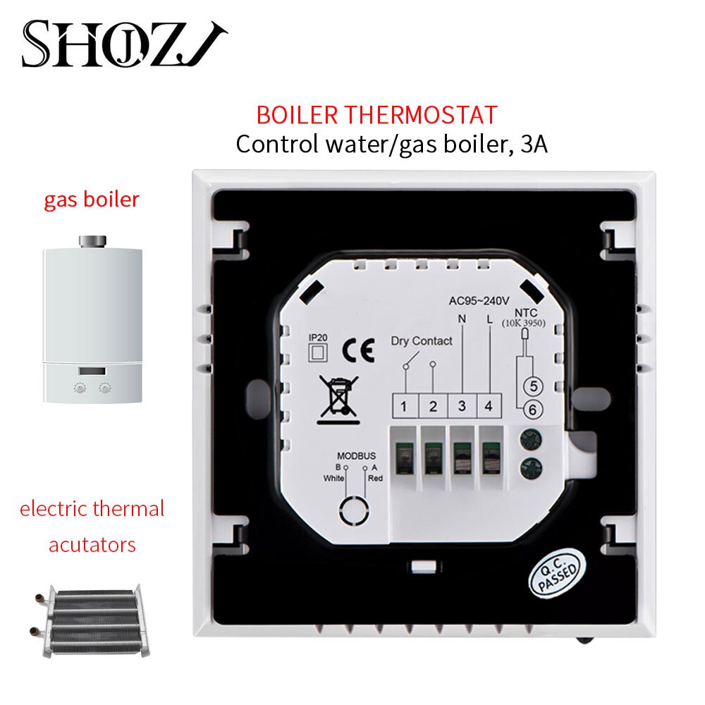 TUYA LIFE WiFi Gas Boiler Heating Thermostat Temperature Controller Alexa Google Home Control Thermoregulator for smart house: NO WIFI BLACK / 24V
