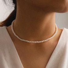 Gargantilla de perla blanca de imitación para mujer, joyería para de novia, collar de boda, abalorio,