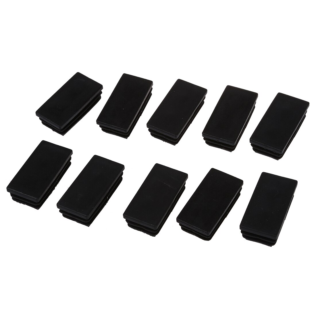 ! plast rektangelrörinsatser ända täcklock 25 x 50mm svart 10 st