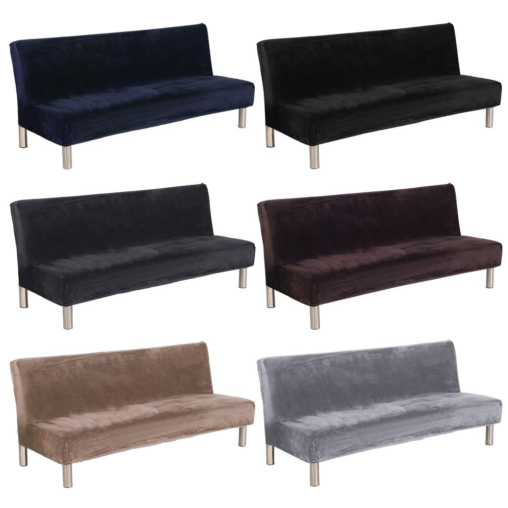 Ensfarvet elastisk plys sofadæksel moderne sofa sofa slipcover stolbeskytter stue til to personers uden armlæn