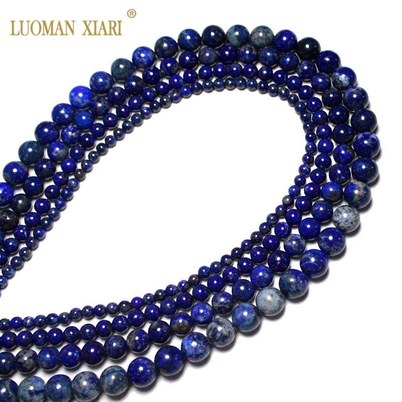 Fine 100% Natural Top Lapis lazuli the color is natural Round Stone Beads For Jewelry Making DIY Bracelet Necklace 4/6/8/10 mm