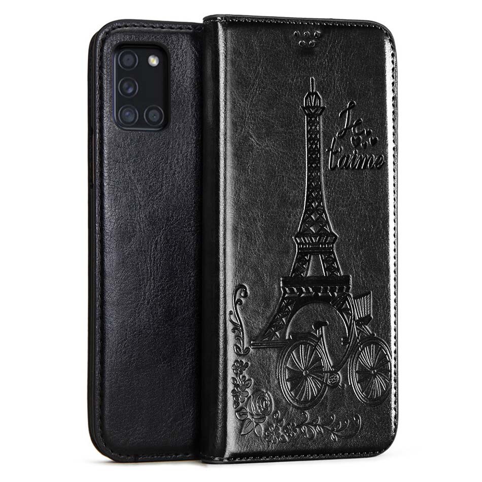 Für Samsung A31 EINE 31 SM-A315F Fall Für Samsung Galaxy A31 Fall flip leder Telefon Abdeckung Coque Stoßstange 6.4 "a31 Samsung fall: Black  -- Ta