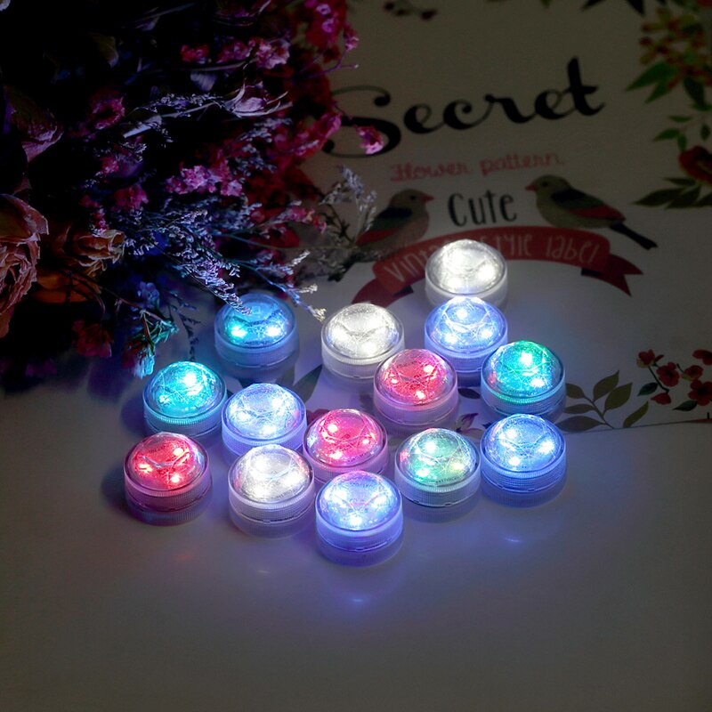 Underwater LED Light In/outdoor IP68 Waterproof Candle Lights 3cm Mini Pool Vase Lamp with Remote Control RGB Submersible lamps