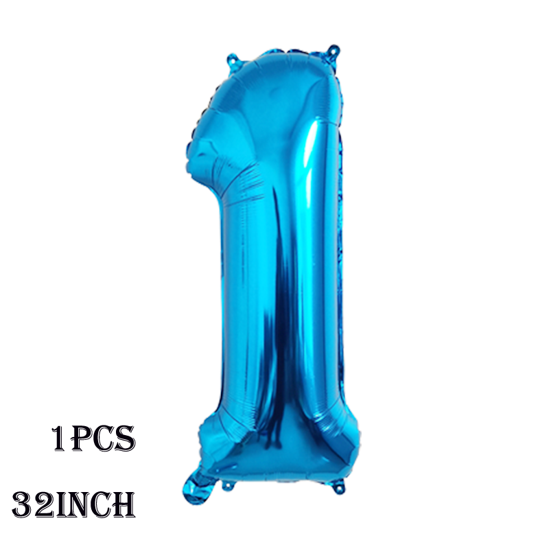 32 pulgadas 1 Uds globo de aluminio número 0 1 2 3 4 5 6 7 8 9 niños niñas de cumpleaños globos azul profundo suministro de