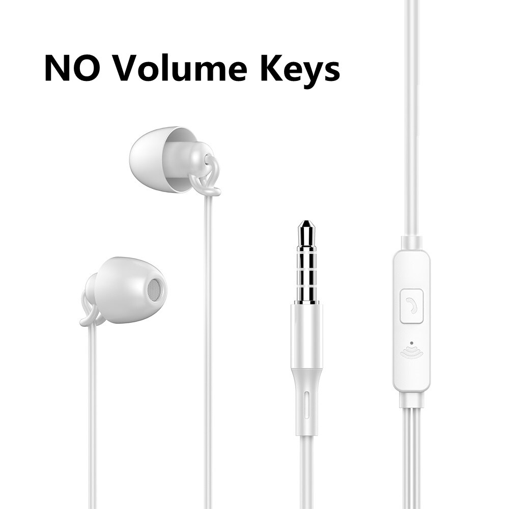 Fgclsy 3.5mm weiche silikon-in-ear-kopfhörer mit geräuschunterdrückung, kabel und mikrofon für freizeit und schlaf, kompatibel mit xiaomi und huawei: Kein lautstärkeregler