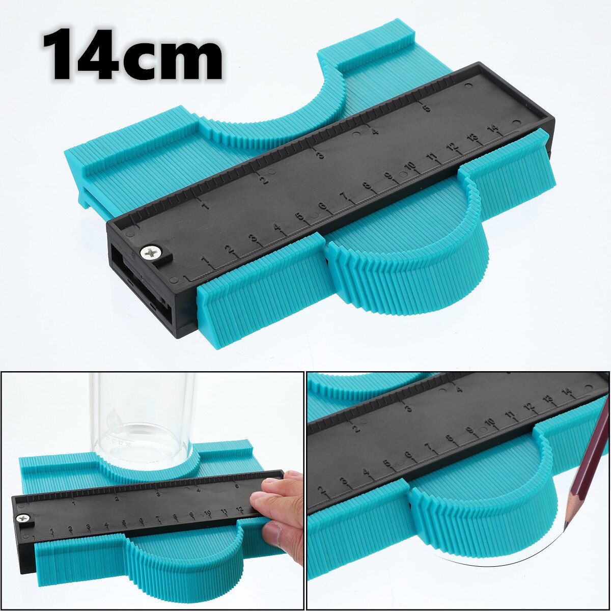 14cm Contour Duplication Gauge Carpenter Tool Measuring Radiant Ruler Contour Meter Marking Tile Cuts Tiling Laminate Tools: 14cm green